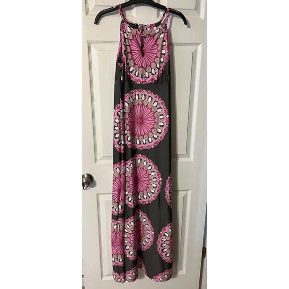 INC Dress Pink Gray White Medium Stretch Long Maxi Sleeveless Washable - Picture 6 of 6